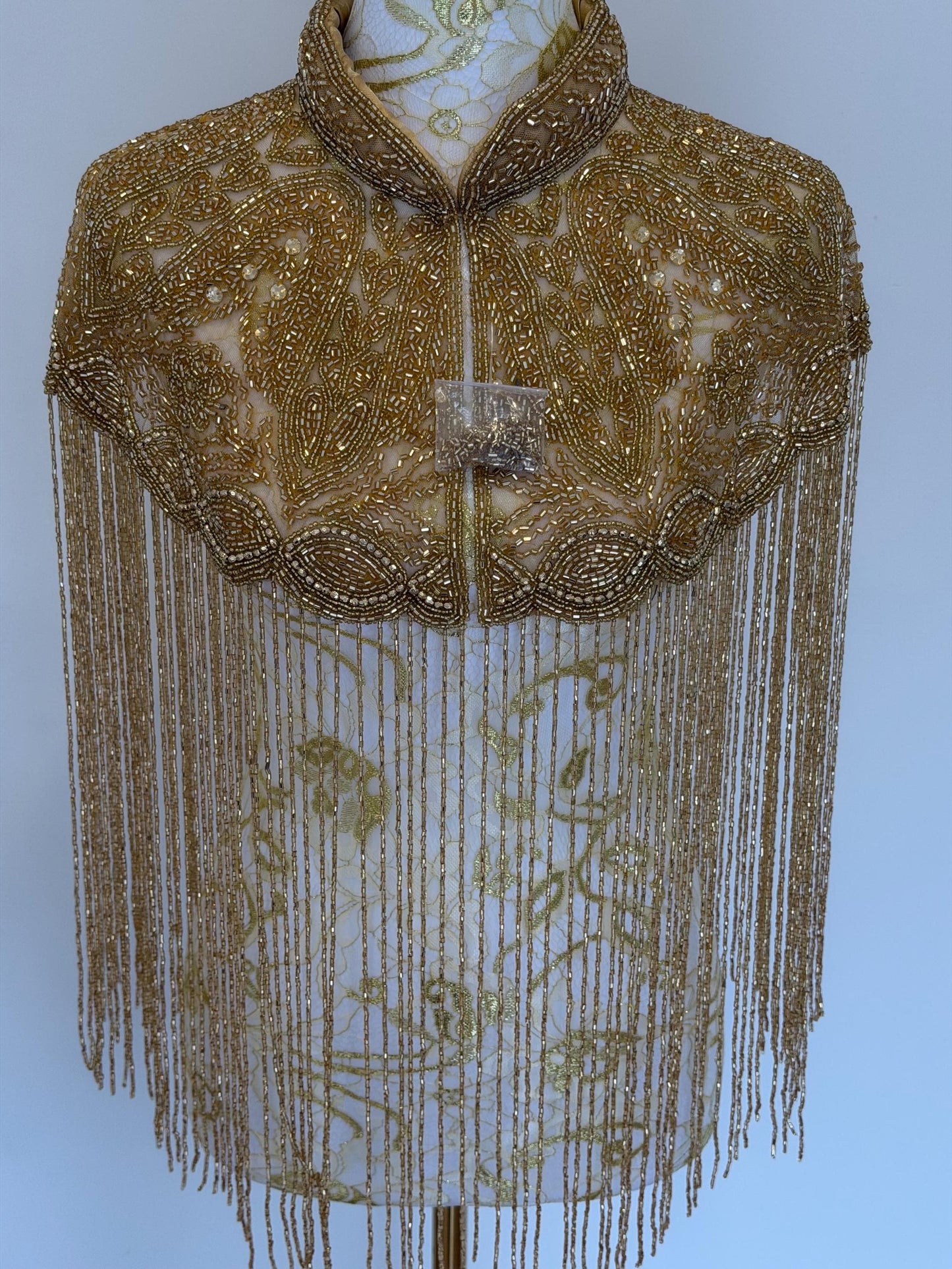 Golden Beaded Fringe Capelet