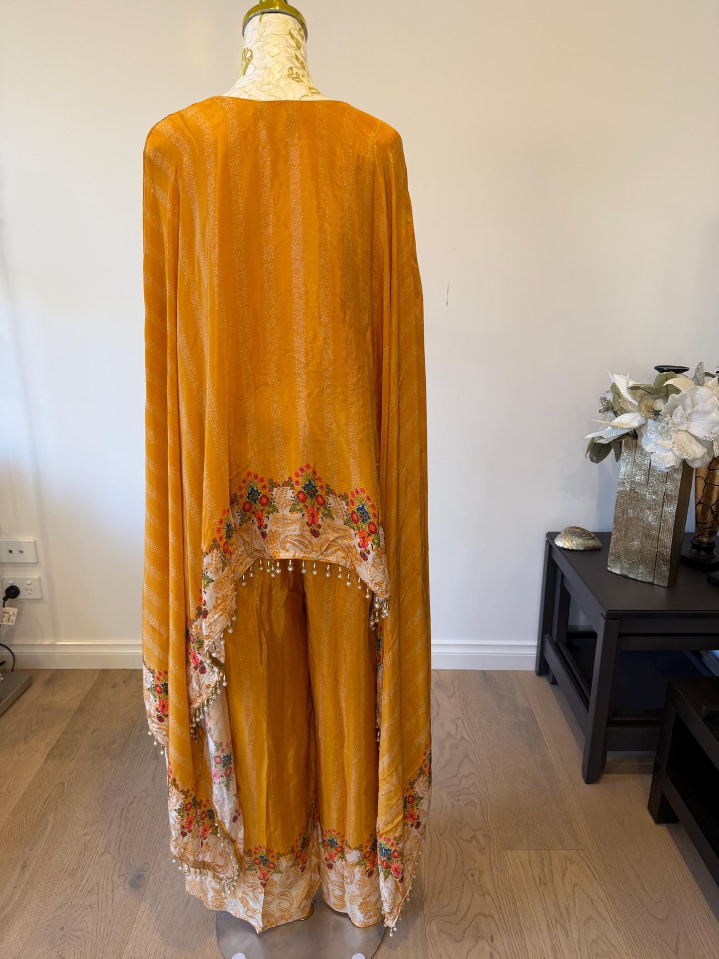 Mustard crape Kaftan Set