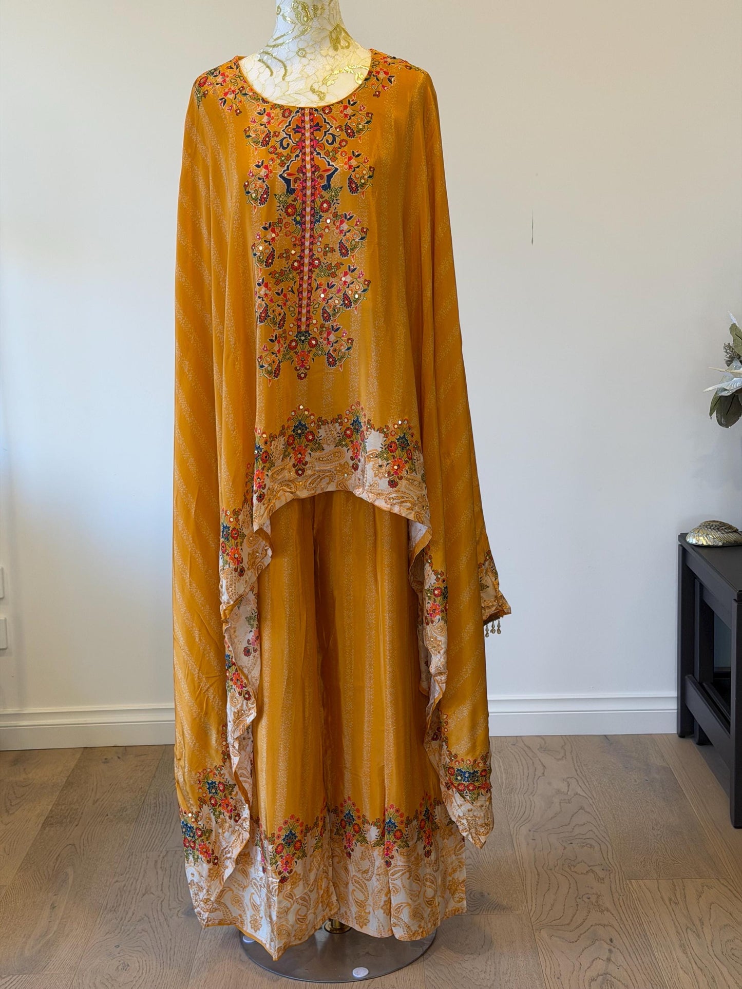 Mustard crape Kaftan Set
