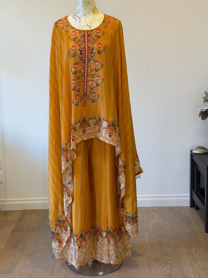 Mustard crape Kaftan Set