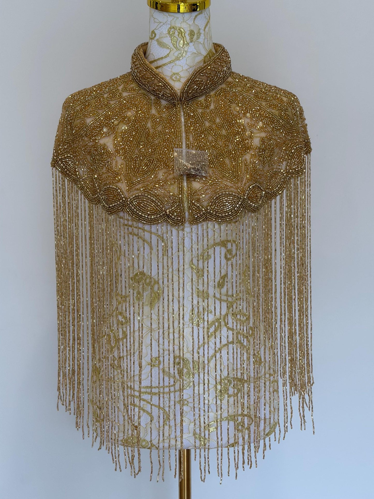 Golden Beaded Fringe Capelet