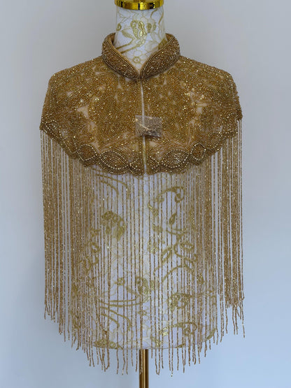 Golden Beaded Fringe Capelet