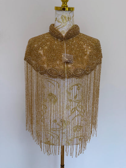 Golden Beaded Fringe Capelet
