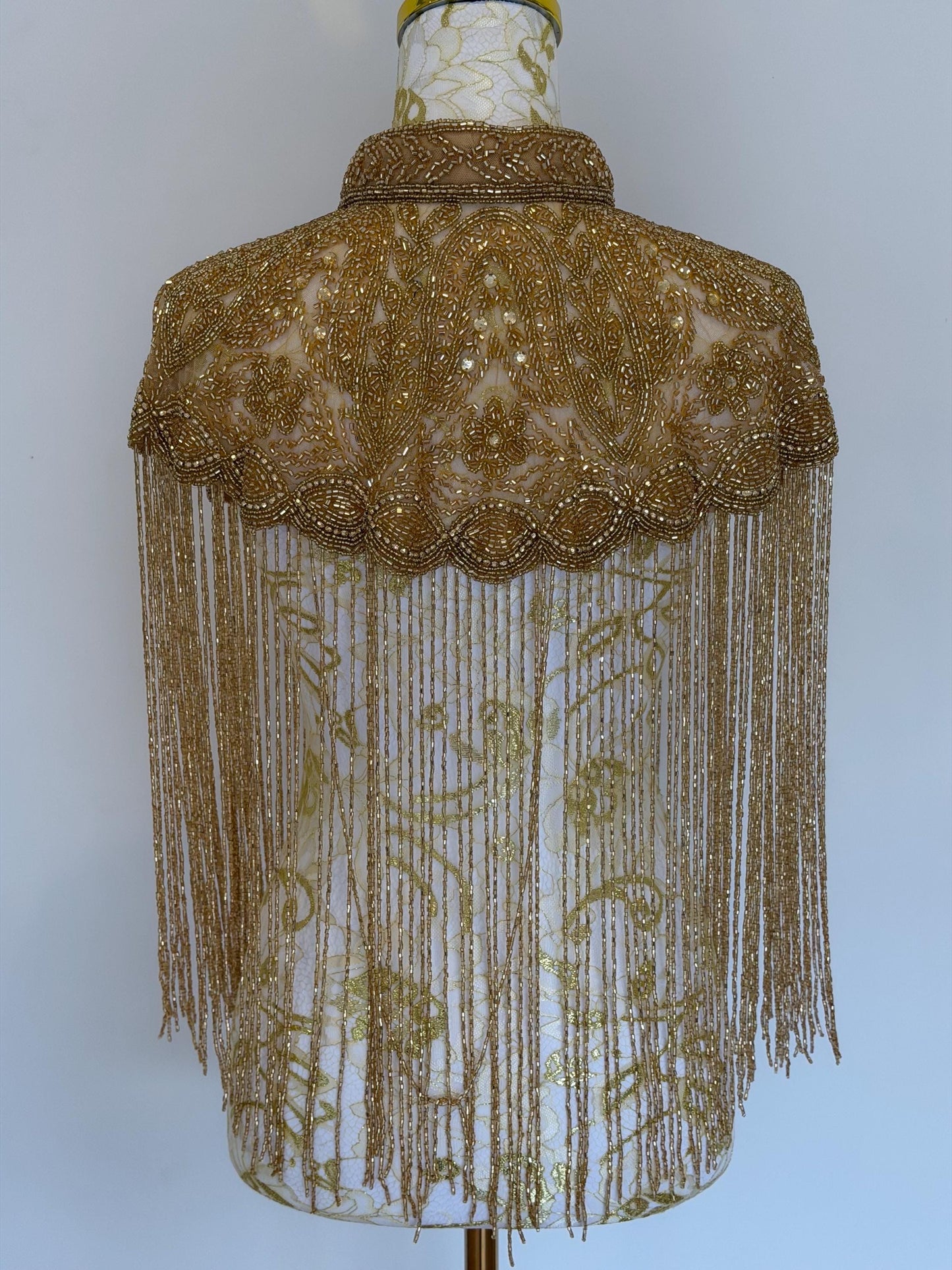 Golden Beaded Fringe Capelet