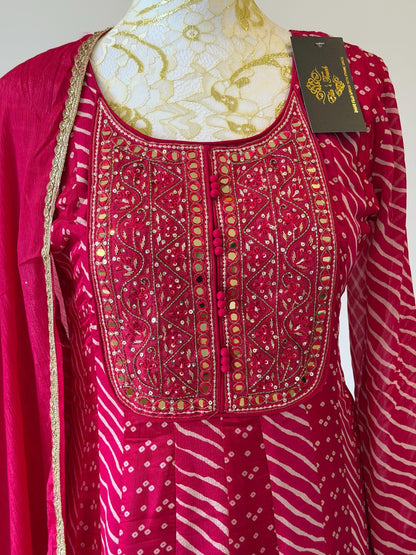 Fuchsia Pink Anarkali Suit Set with Dupatta