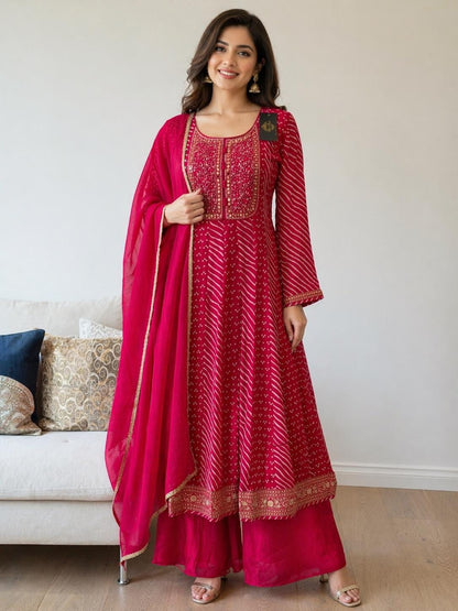 Fuchsia Pink Anarkali Suit Set with Dupatta