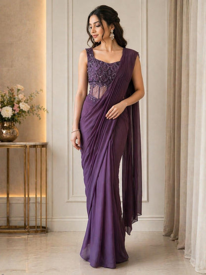Ready-to-Wear Georgette Saree with Corset Blouse