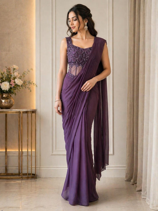 Ready-to-Wear Georgette Saree with Corset Blouse