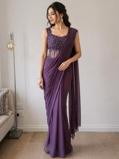 Ready-to-Wear Georgette Saree with Corset Blouse