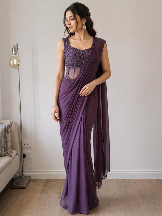 Ready-to-Wear Georgette Saree with Corset Blouse