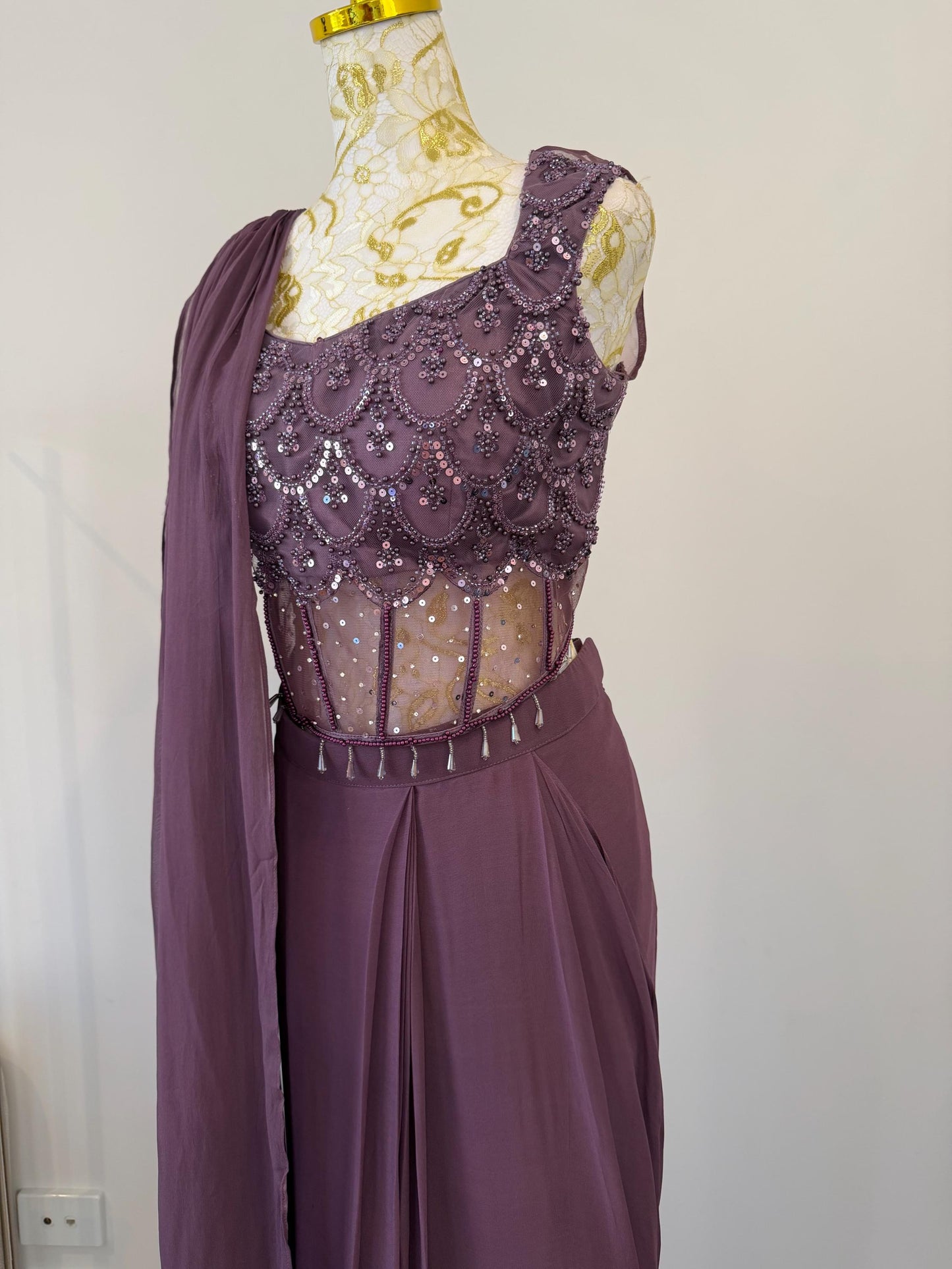 Ready-to-Wear Georgette Saree with Corset Blouse