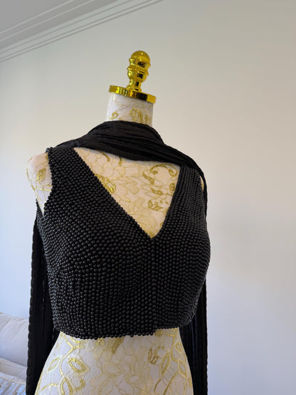 Black Beaded Indo-Western Lehenga Set