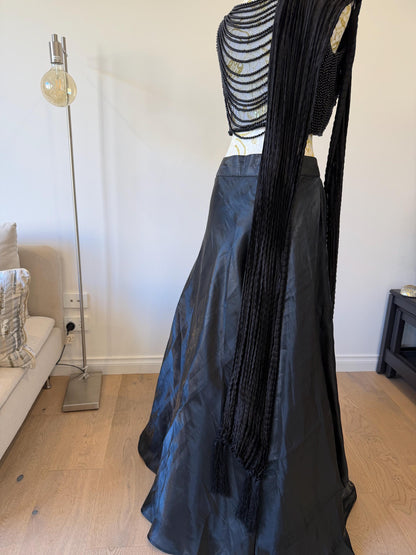 Black Beaded Indo-Western Lehenga Set