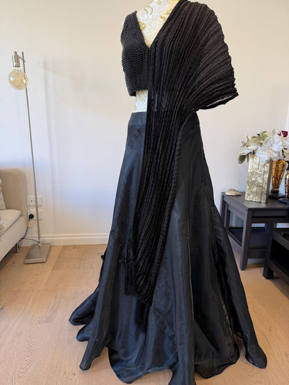 Black Beaded Indo-Western Lehenga Set