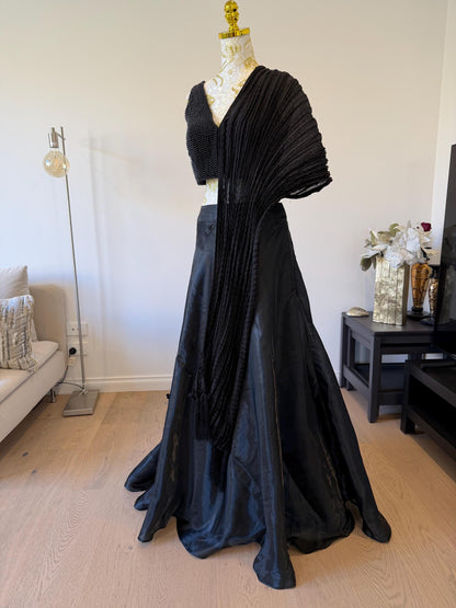 Black Beaded Indo-Western Lehenga Set