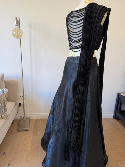 Black Beaded Indo-Western Lehenga Set