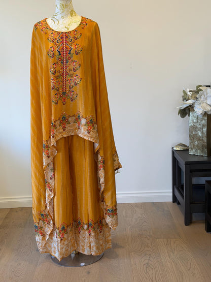 Mustard crape Kaftan Set