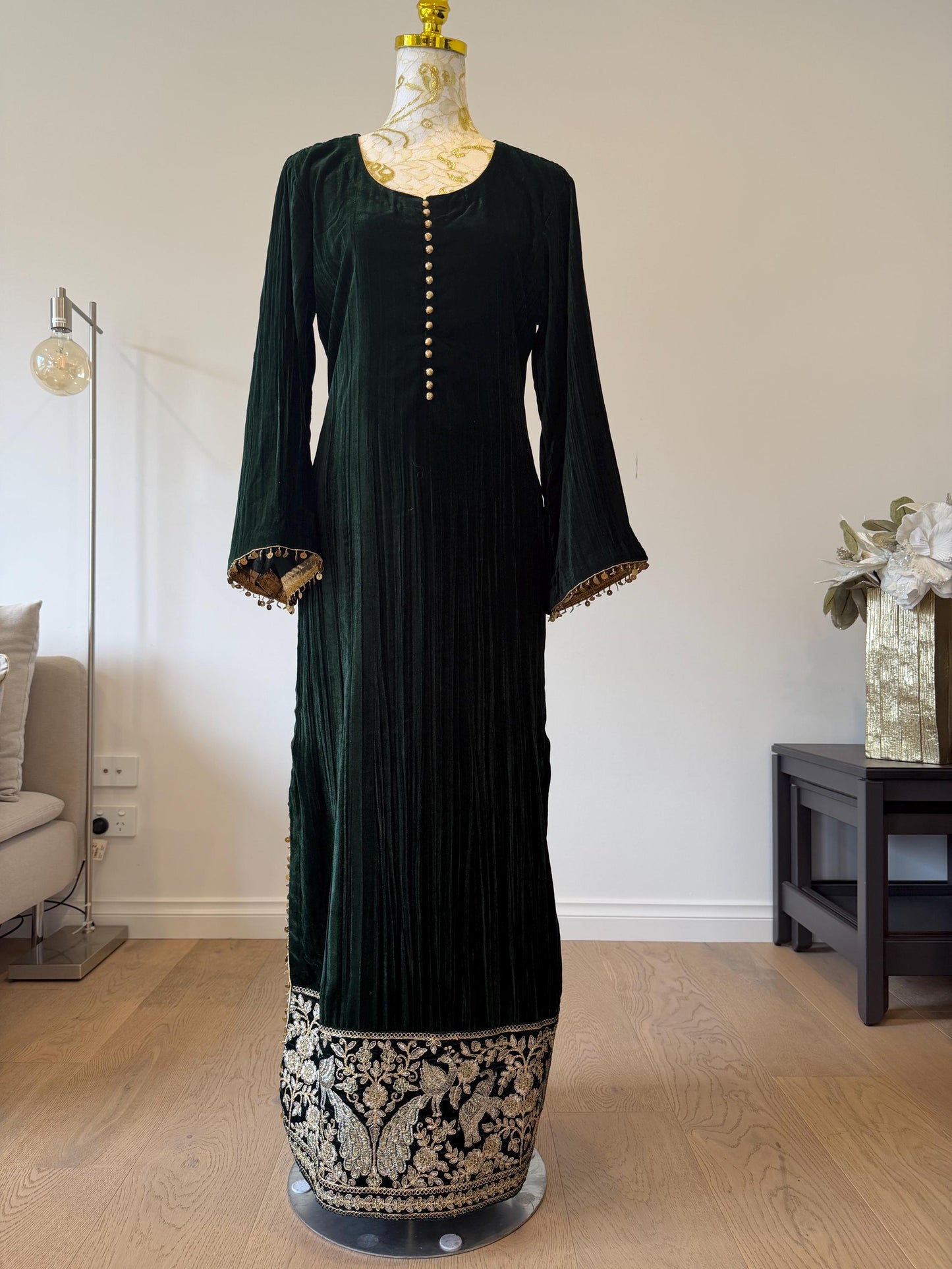 Emerald Green Velvet Indo Western Dress