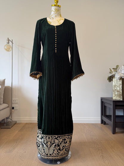 Emerald Green Velvet Indo Western Dress