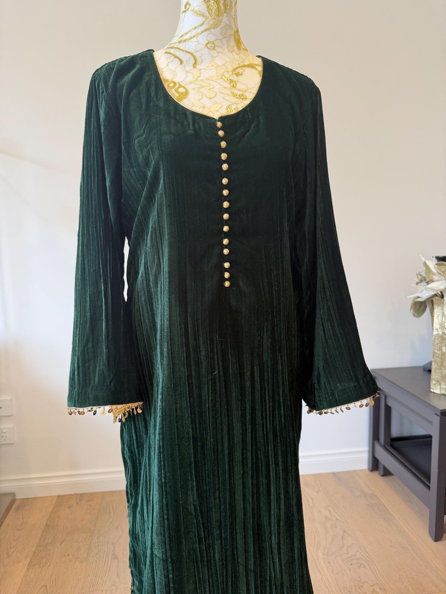 Emerald Green Velvet Indo Western Dress