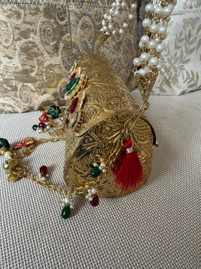 Antique Gold Metal Potli Bag