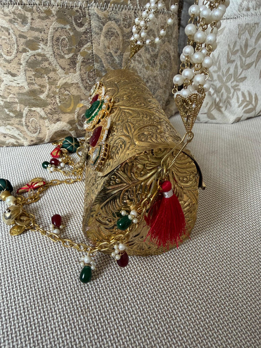Antique Gold Metal Potli Bag