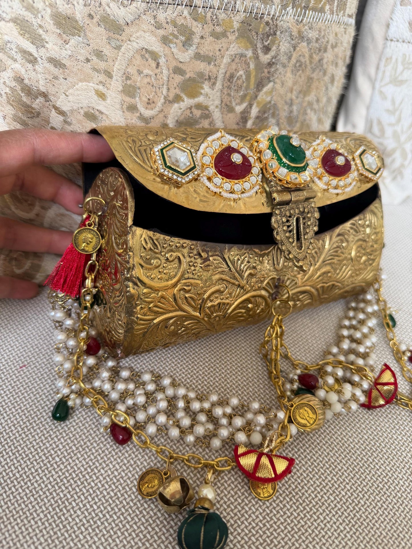 Antique Gold Metal Potli Bag