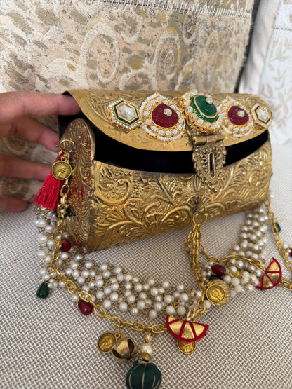 Antique Gold Metal Potli Bag