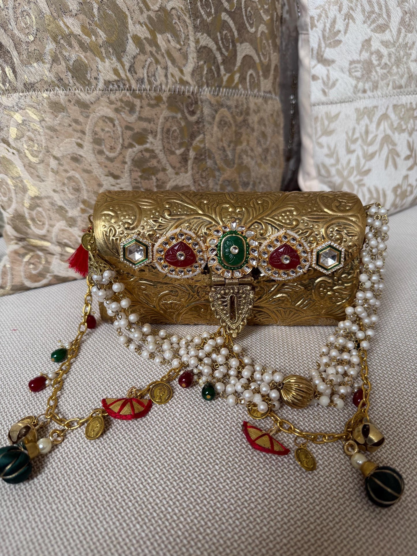 Antique Gold Metal Potli Bag