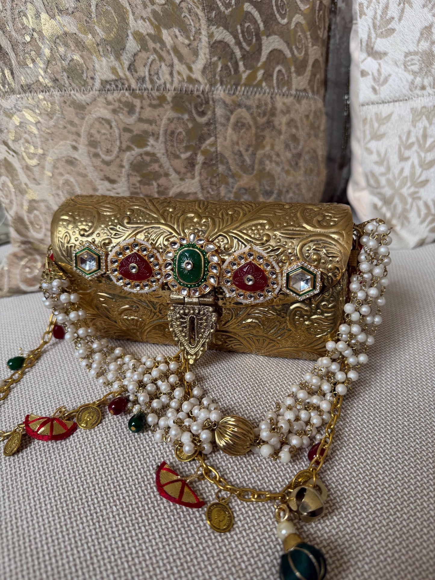 Antique Gold Metal Potli Bag