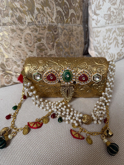 Antique Gold Metal Potli Bag