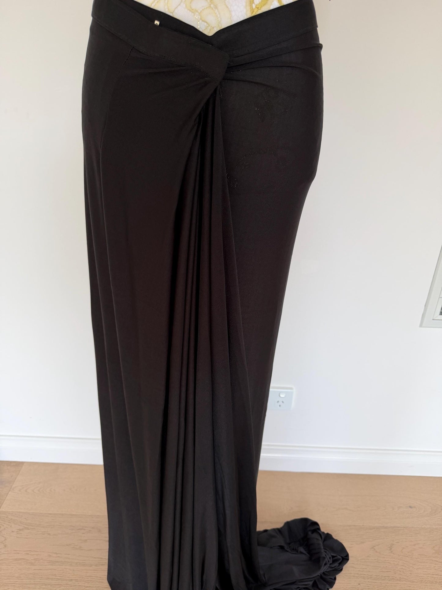 Black Lycra Pre-Draped Saree with Sequin Blouse & Net Jacket