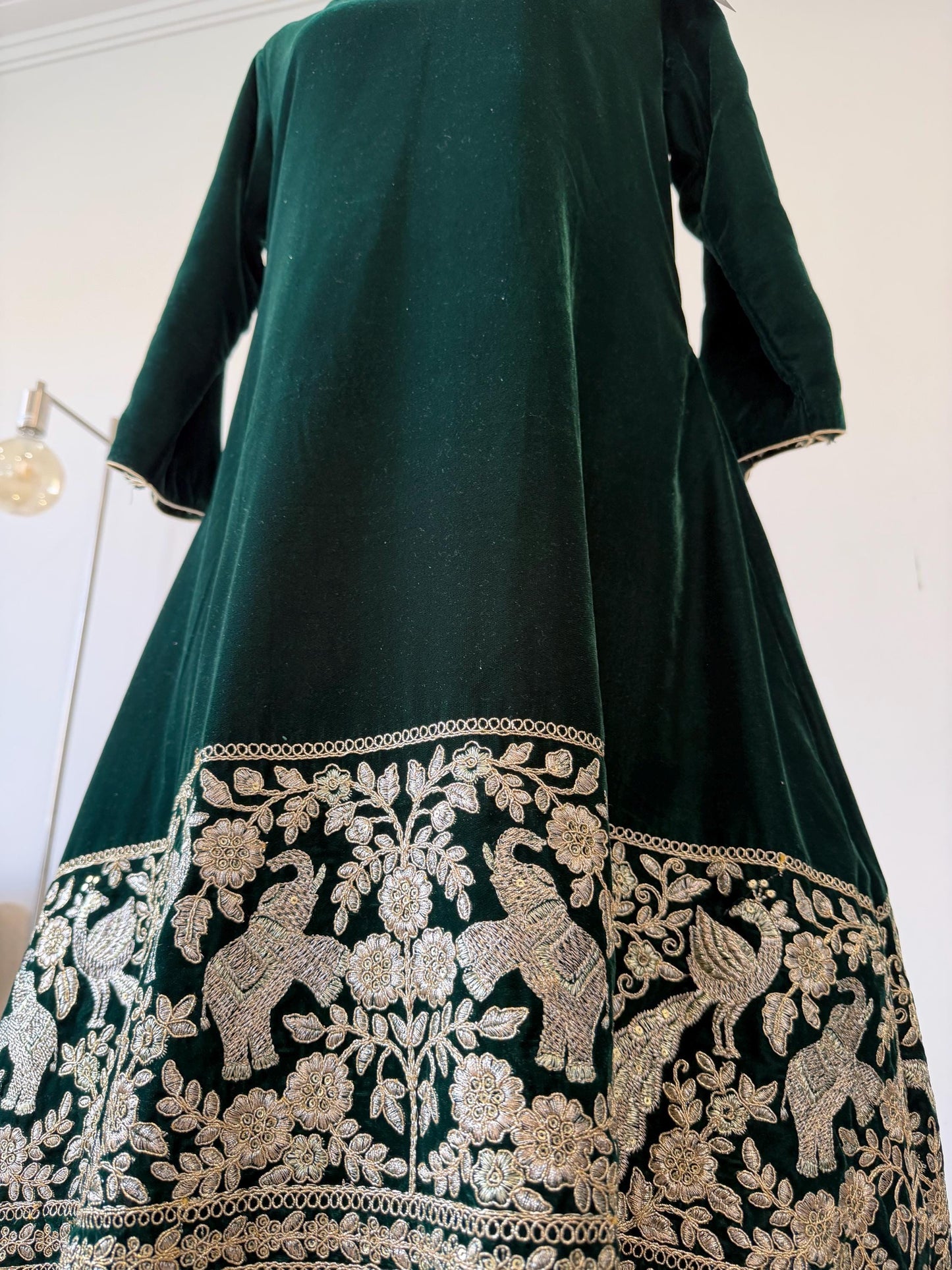 Emerald Green Velvet Kurta Set | Embroidered Pants | Festive Indo Western Wear