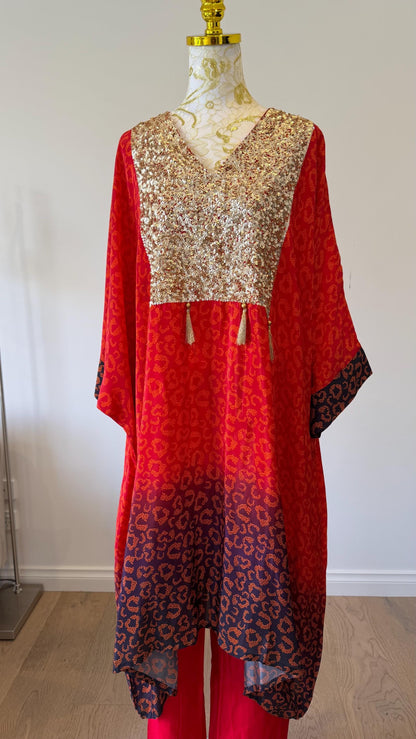 Indo Western Crepe Outfit with Sequins Tassels