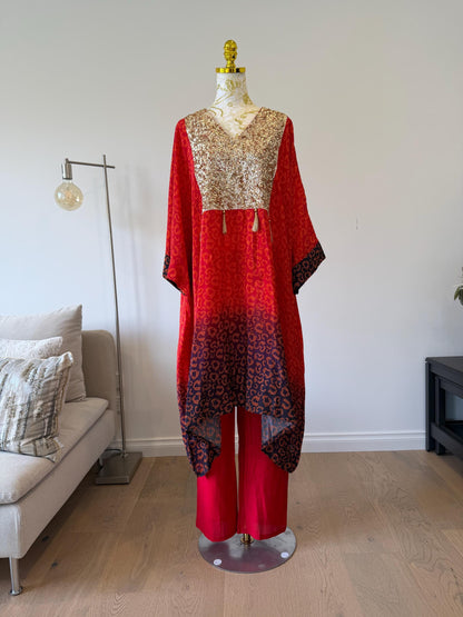 Indo Western Crepe Outfit with Sequins Tassels