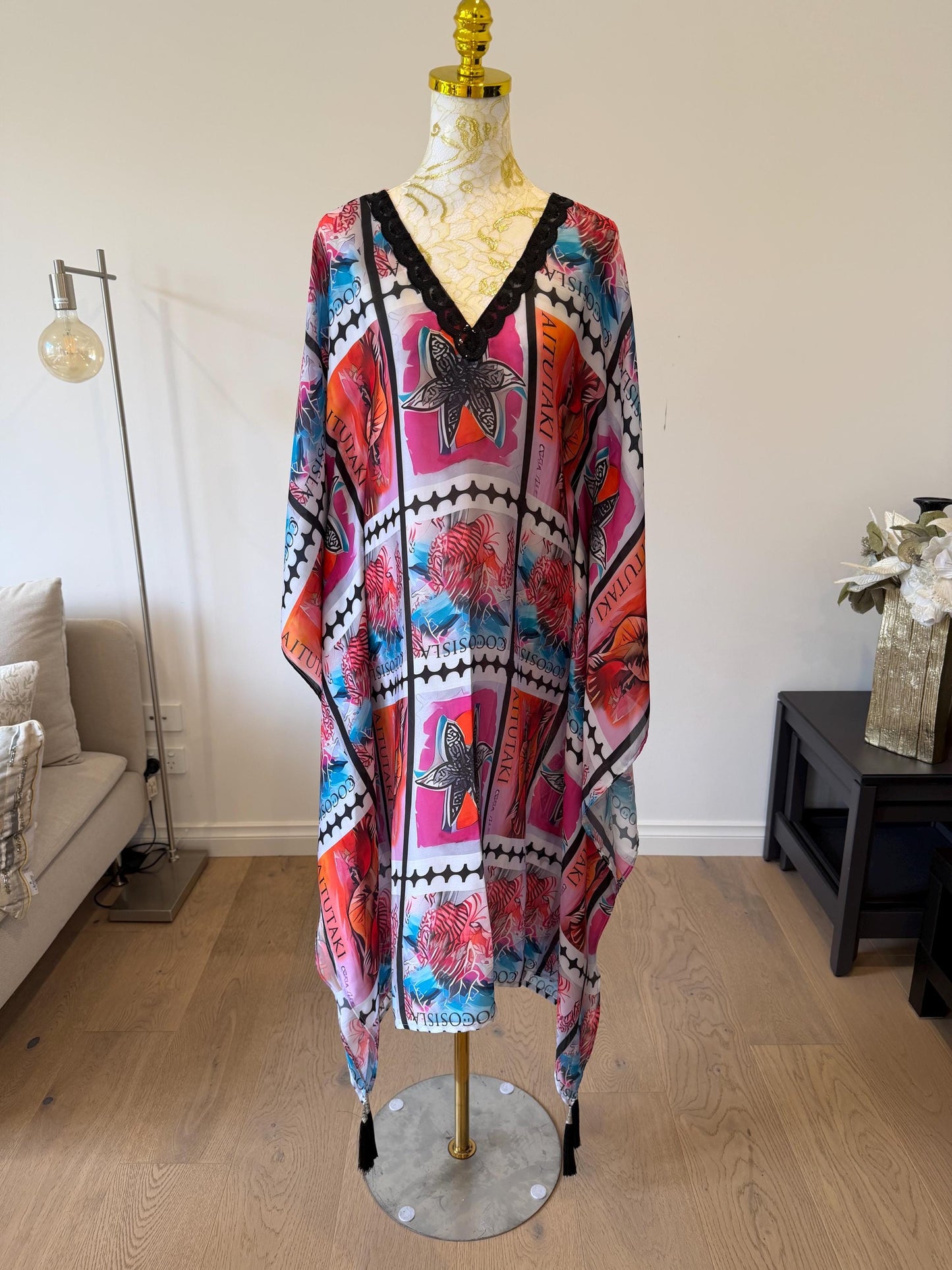 Designer Satin Georgette Kaftan Dress