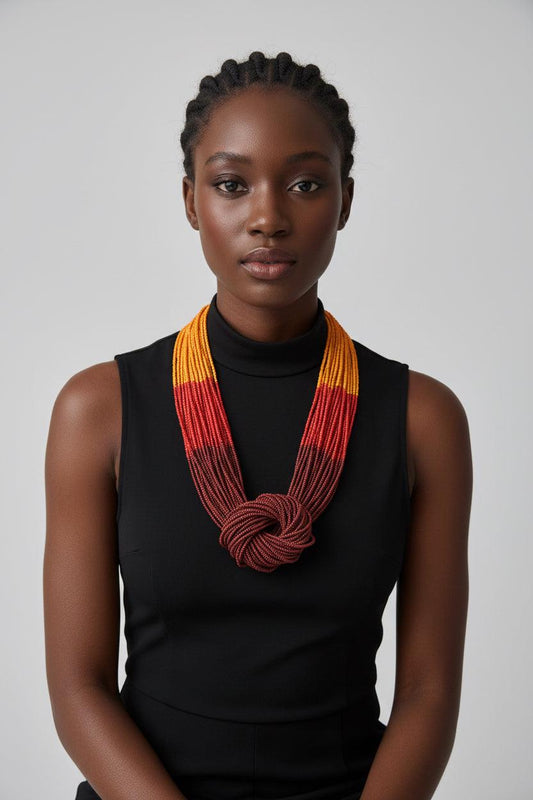 Multi Strand Beaded Necklace | Tribal Statement, Boho Layered