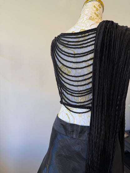 Black Beaded Indo-Western Lehenga Set