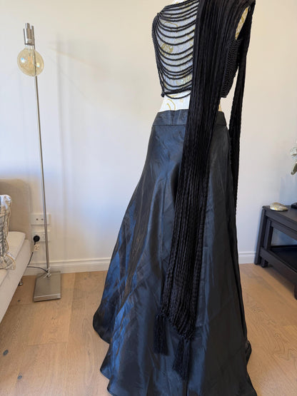 Black Beaded Indo-Western Lehenga Set