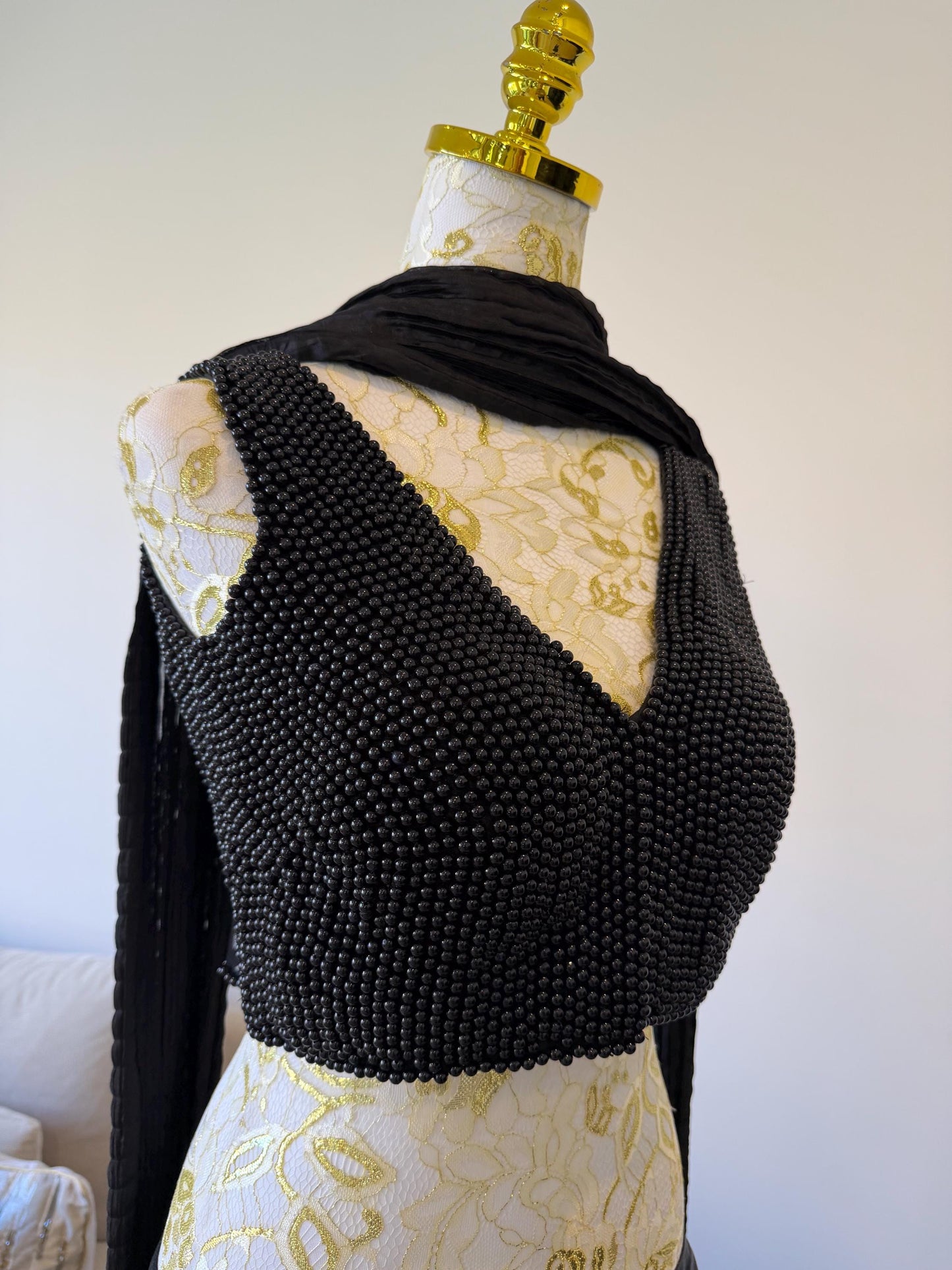 Black Beaded Indo-Western Lehenga Set