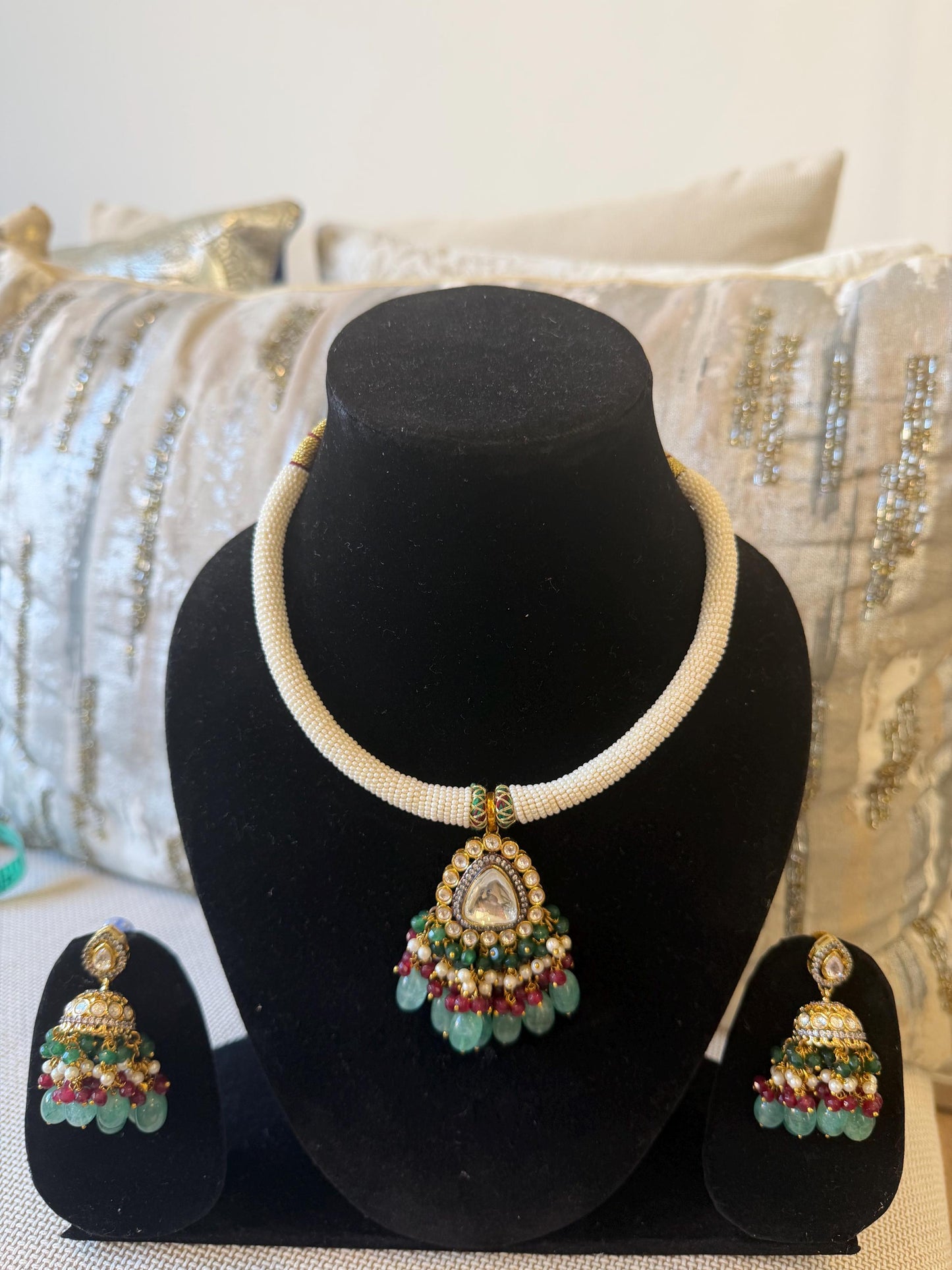 Pearl Choker Necklace Statement Set