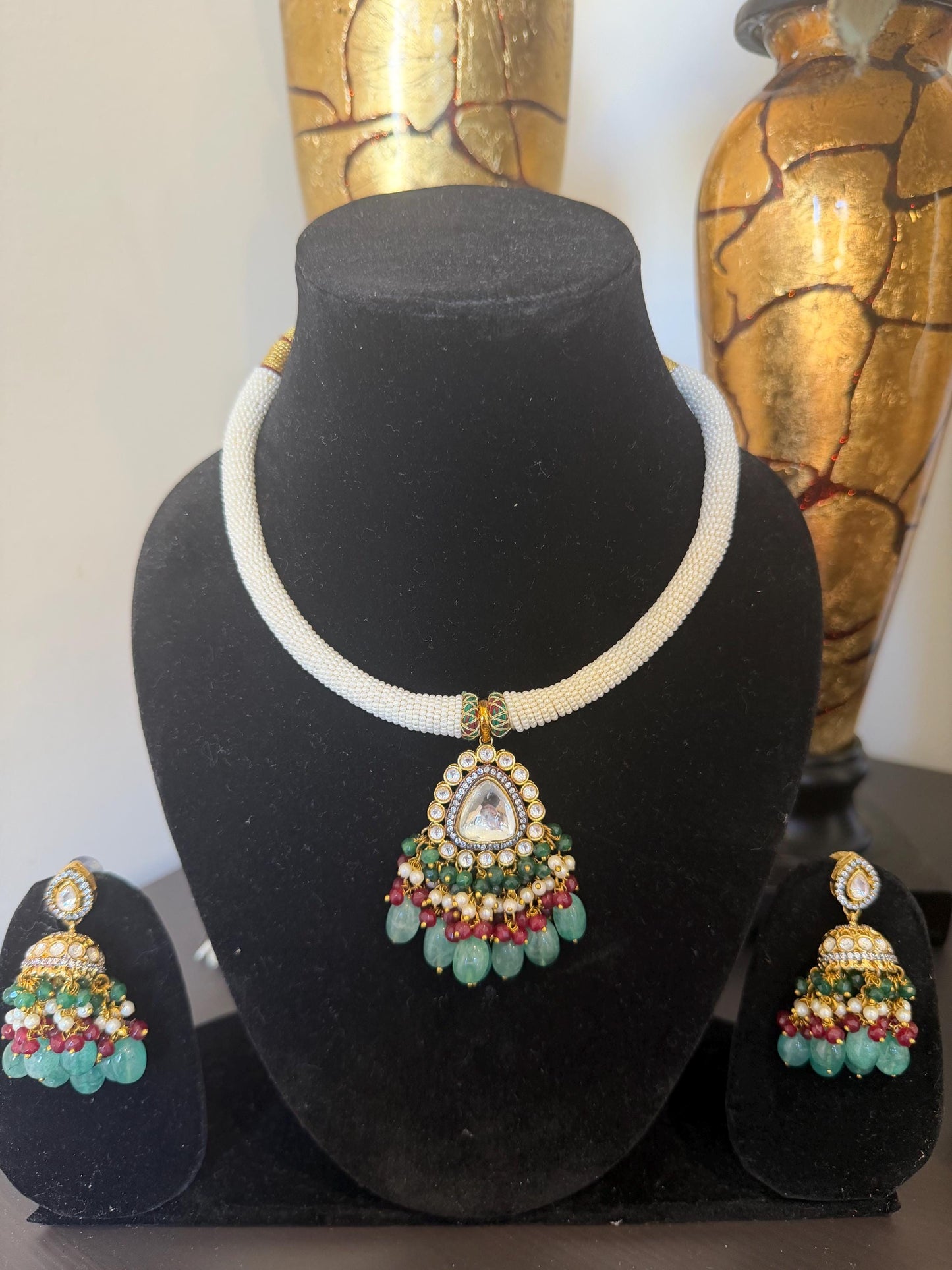 Pearl Choker Necklace Statement Set