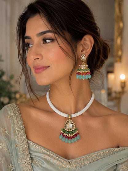 Pearl Choker Necklace Statement Set