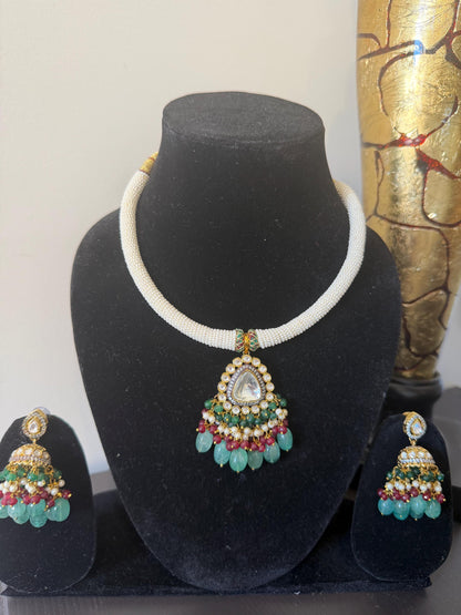 Pearl Choker Necklace Statement Set