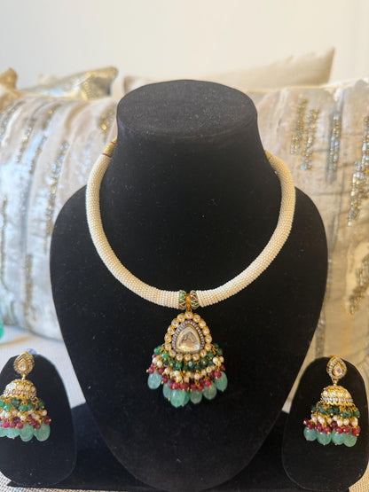 Pearl Choker Necklace Statement Set