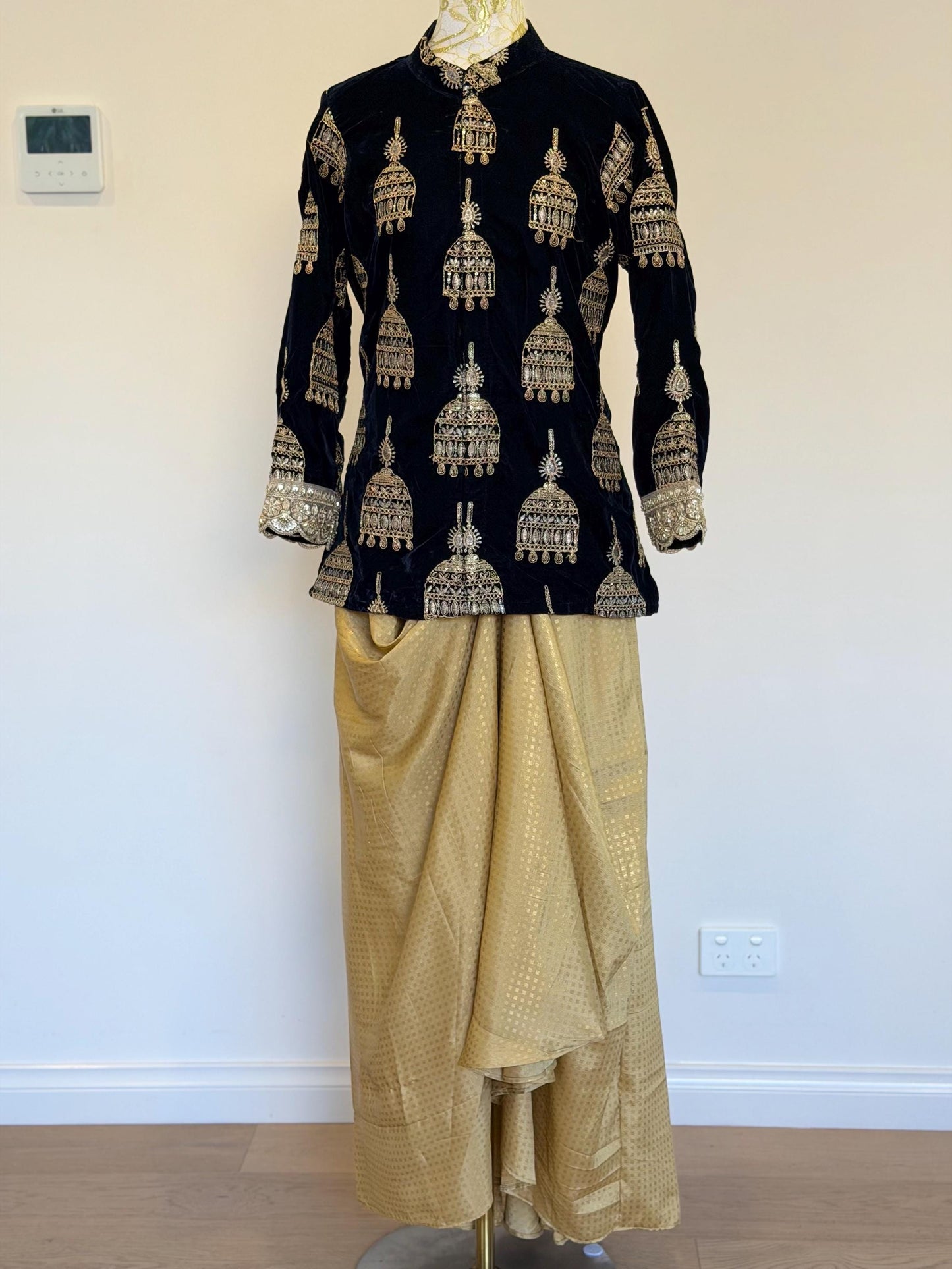 Navy blue Velvet Indo Western Set