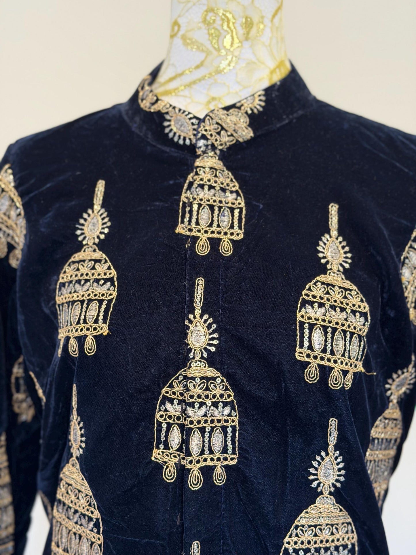 Navy blue Velvet Indo Western Set