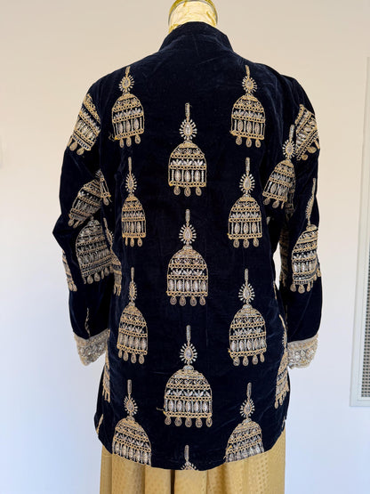 Navy blue Velvet Indo Western Set