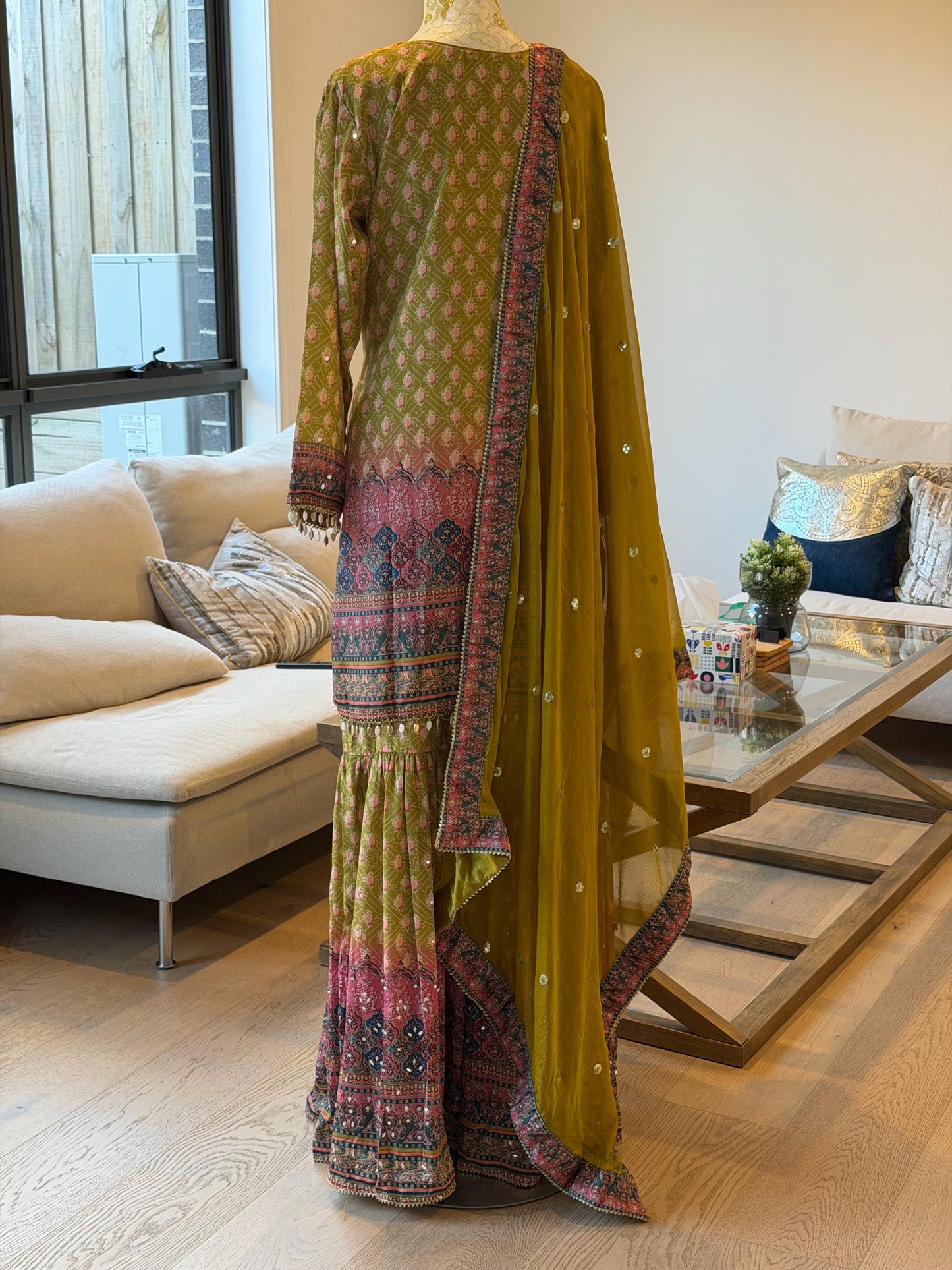 Mehendi Green Sharara Suit Set
