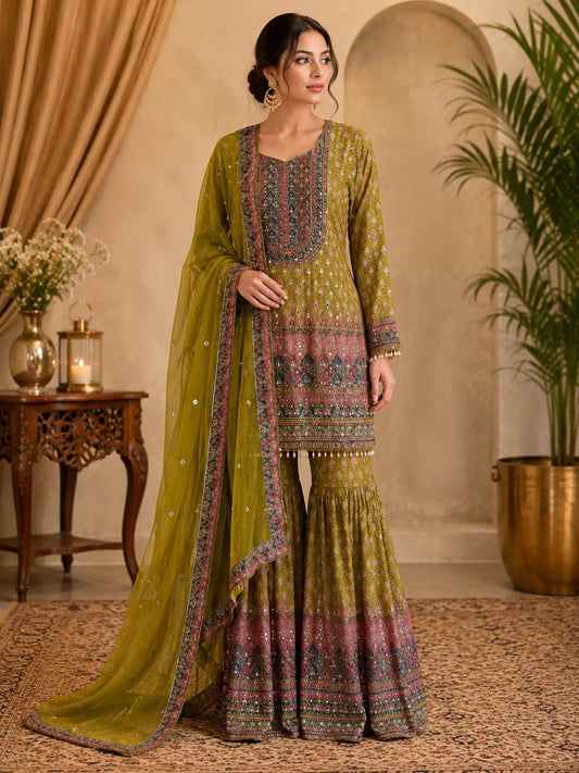 Mehendi Green Sharara Suit Set